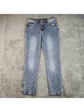 DG2 by Diane Women's Denim Straight Leg Zipper Ankle Jeans Size 10 Stretch Pants